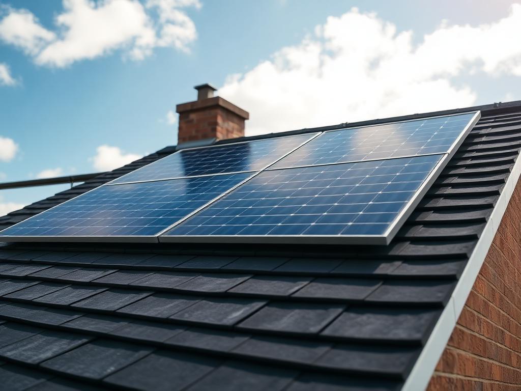Solar panels installed on a slate roof of a UK home